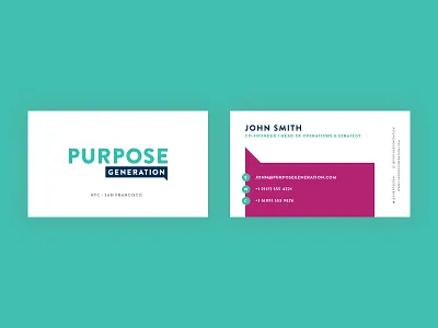 Purpose Gen Business Cards brandon grotesque bright business cards colorful contact fusia speech bubble teal