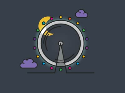 London Eye design illustration logo typography vector