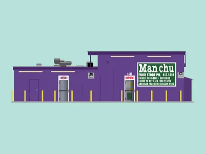 Manchu Food Store architecture chicken food fried chicken historical history illustration new orleans nola vector