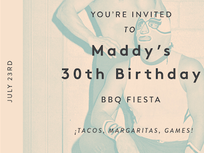 BBQ Invite bbq birthday fiesta invite luchador mexican wrestlers