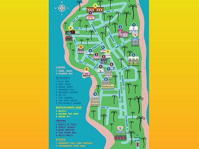 Wedding Map for Harbour Island beach freelance hotels island map palm trees vibrant wedding