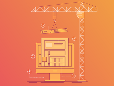 UI Construction design flat gradient illustration line orange red screen ui ux web yellow