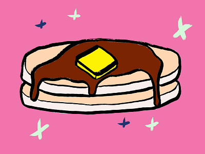 Pancakes delicious drawing food food icon illustration pancakes pink stars syrup tasty twinkle