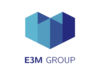 E3M Group Logo blue building cid cyan logo logotype prevention sign symbol