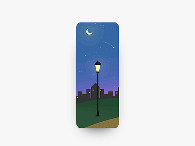 Skyline Sliver city illustration lantern mood moon night park peace scene sky skyline stars