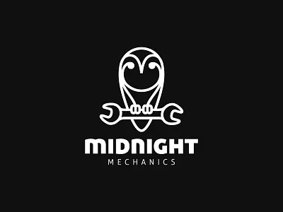 Midnight Mechanics bird inspiration logo mark mechanics night owl repair sava stoic symbol wrench