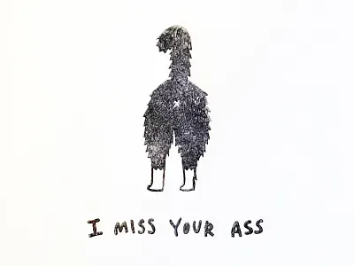 I Miss Your Ass card cat character design happy icon illustration kitty letterpress print