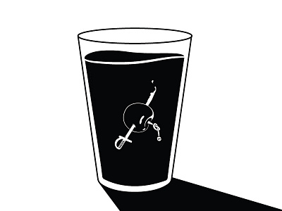 Shirley Temple black and white cherry cocktail contrast death glass illustration minimal sword