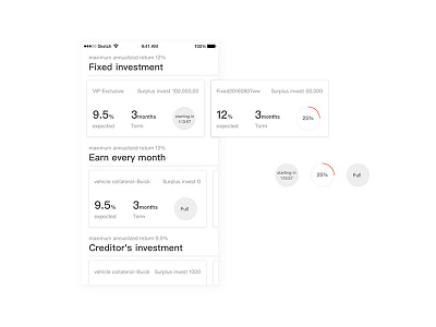 RRJC app redesign app black and white data finance ios minimalist design p2p ui