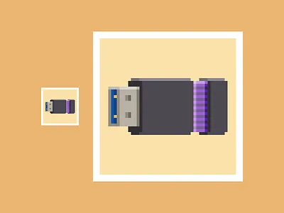 USB Drive flat pixel pixelart yellow
