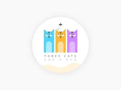 3 Cats and a Bug badge bug cats fly