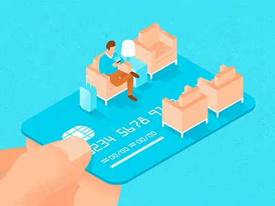 The Best Credit Cards to Get You into the Top Airport Lounges airport card credit editorial illustration lounge suitcase travel
