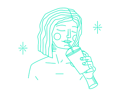 Milkshake drink girl green icon illustration lineal milkshake