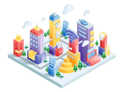 IT city city design graphic icon illustration