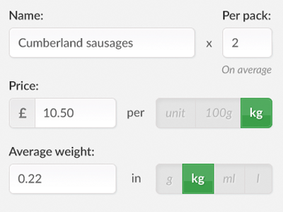 Shop tool - product information clean form grey hubbub radio button alternatives toggle
