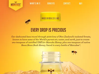 Manukee bees beverage drink honey lemon plants tropical ui website