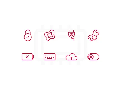 Tech Icons battery cloud icon set icons keyboard outline ram studioecht tech unlock vector
