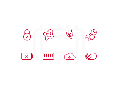 Tech Icons battery cloud icon set icons keyboard outline ram studioecht tech unlock vector