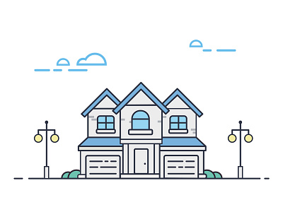 The blue house blue design house illustrations