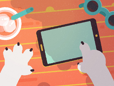 Summer Work charactedesign flatdesign hands illustration motiondesign tablet topview
