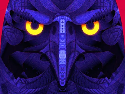 Eagle bird blue eagle eyes glow illustration night