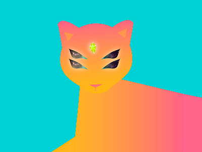 Cosmic Creature alien cat character creature cute illustration jewels kitten neon third eye universe vivid