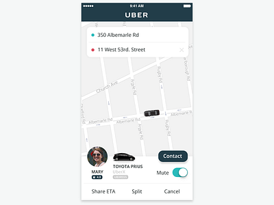 Uber Mute app button car clean concept driver interface mobile mute uber ui ux