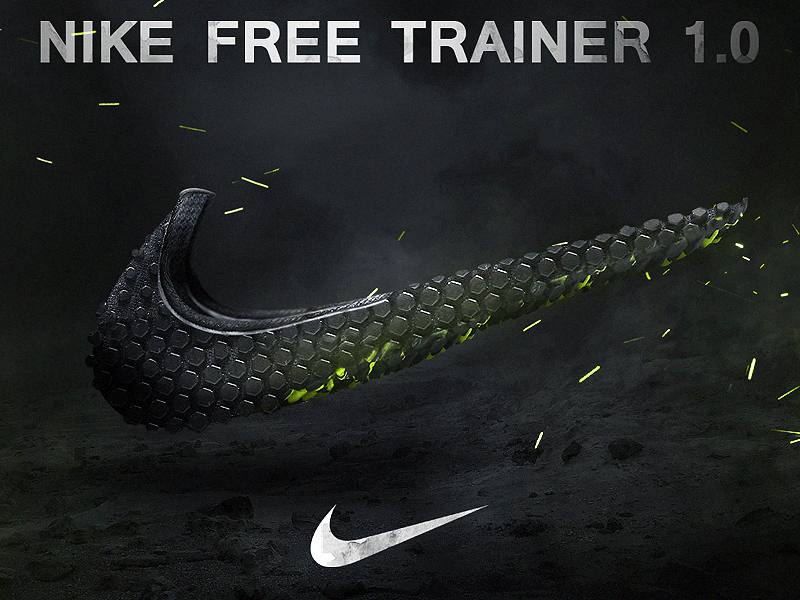 Nike Free Trainer 1.0 Shoe Manipulation Process ad design logo manipulation nike shoe