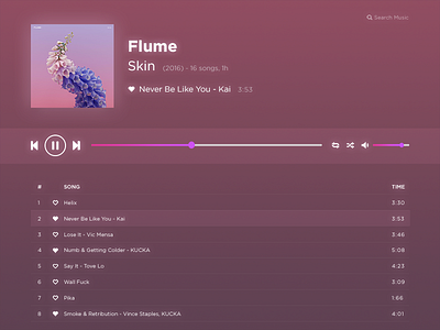 Daily UI #009 - Music Player daily dailyui flat flume minimal music player ui