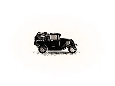 Bootleggin' alcohol barrels bootlegger illustration prohibition rum running truck vector