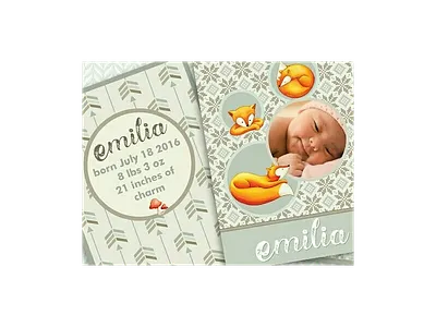 Autumn Charm -Fox cards for babies or nursery prints autumn clipart baby birth announcement childrens illustration design for kids nursery print watercolor illustration