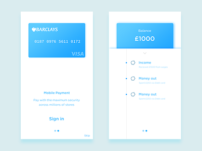 Banking app app bank banking barclays ios material minimal ui ux white