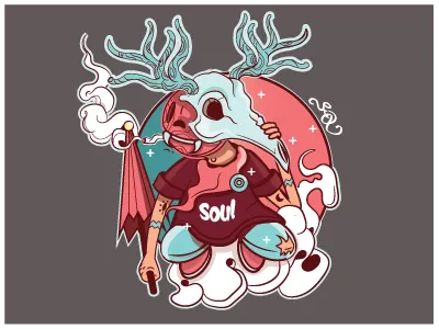 Soul character cloud complementary ilustration mask opposites smoke vector