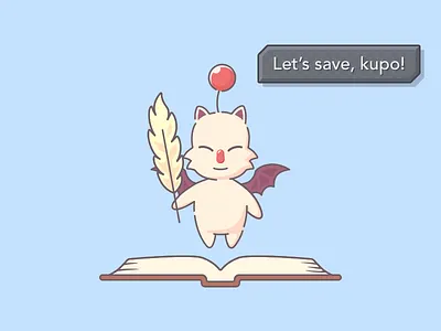 Save Moogle - FFIX fantasy ffix final hiko illustration kupo moogle save