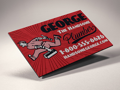 Magnetic Business Card business card magentic old school plumber retro vintage