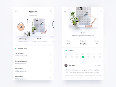 Habits details and add habits add category detail discover feed green habit shadow simple