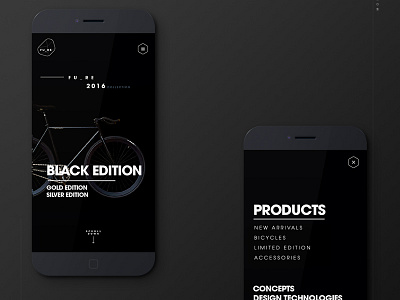 FU RE Bicycles bicycle black bold dark futuristic minimal mobile ui