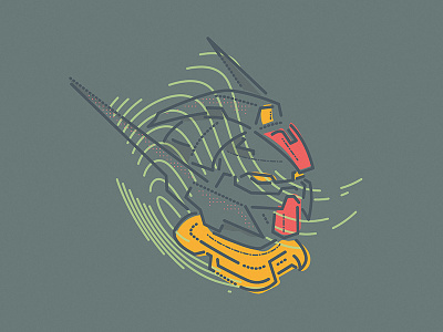 Robotique android character colour and lines graphic hero icon illustration robot symbol thumbprint