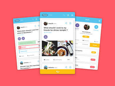 Which One ? answers app feed icons ios mobile polls profile social tbnt ui