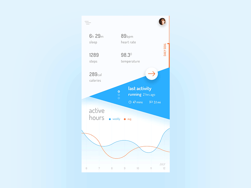 Home to start activity animation app health interaction ios principle ui ux