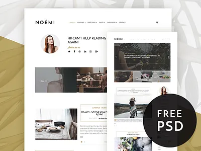 Noemi - Pure and Simple Blog Theme beautiful blog blogging elegant free psd pure theme wordpress