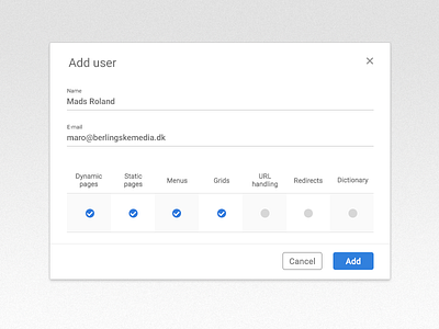 Add User modal add design email icon material name ui user ux