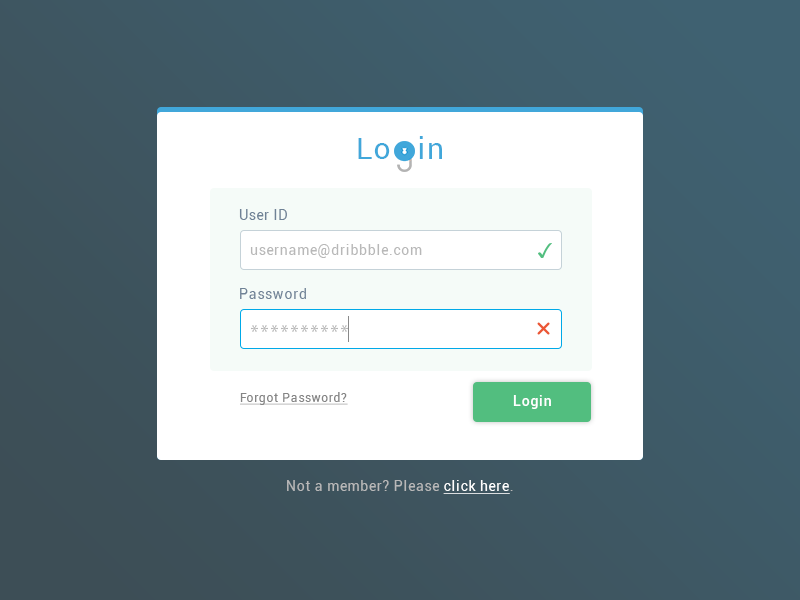 Example of Login Screen