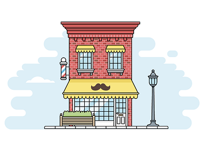 Barber shop barber brooklyn building illustrator nyc scene street vector