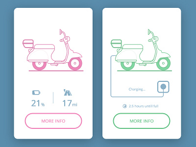 UI for an electrical scooter company charge charging distance electric moped motorcycle scoot scooter ui ux vehicle vespa