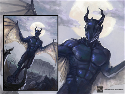 Nightgaunt, Creature Concept and Illustration concept art fantasy horror illustration monster night spooky