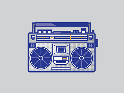 Boombox 80s cassette illustration music radio