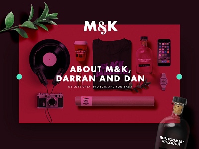 M&K About Header black branding design environment flat design inspire iphone laydown record red typography ux