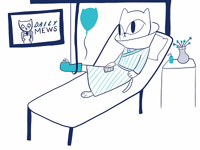 Recovering 100catsdoingthings cat cat drawing cat illustration conehead hospital kitty kitty illustration
