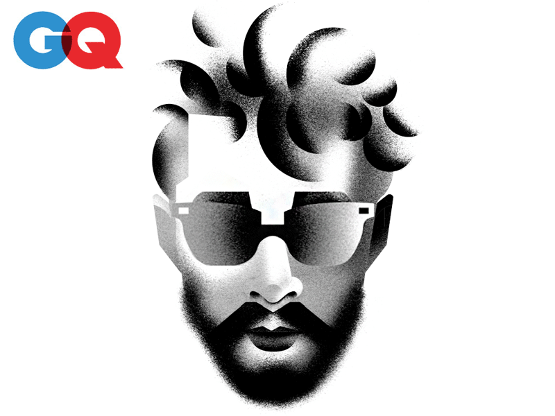 Sneaky Shia actor editorial illustration geometric gq illustration magazine portrait shia shia labeouf